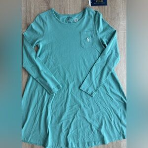 Polo Ralph Lauren Teal Long Sleeve Girls Dress 8-10